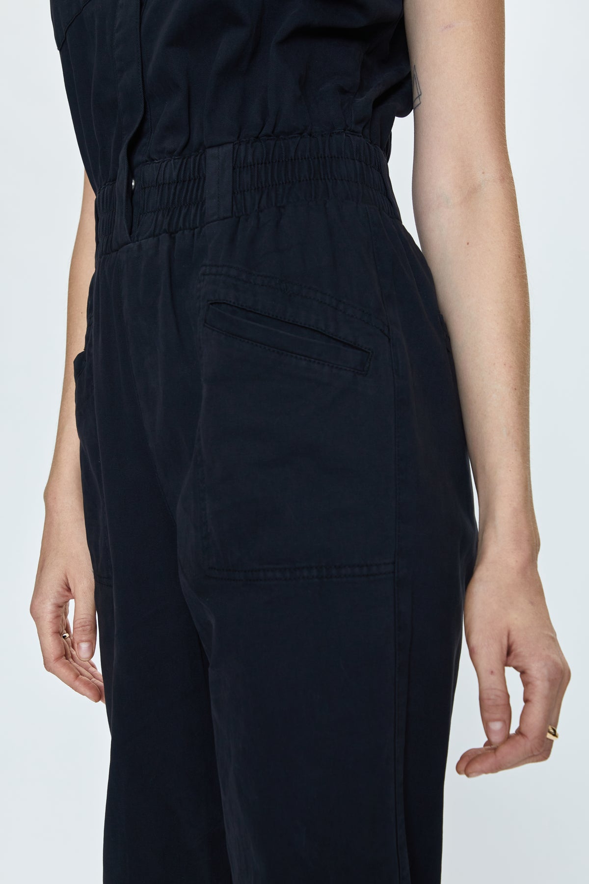 Rosie Shoulder Pad Jumpsuit - Fade To Black
            
              Sale